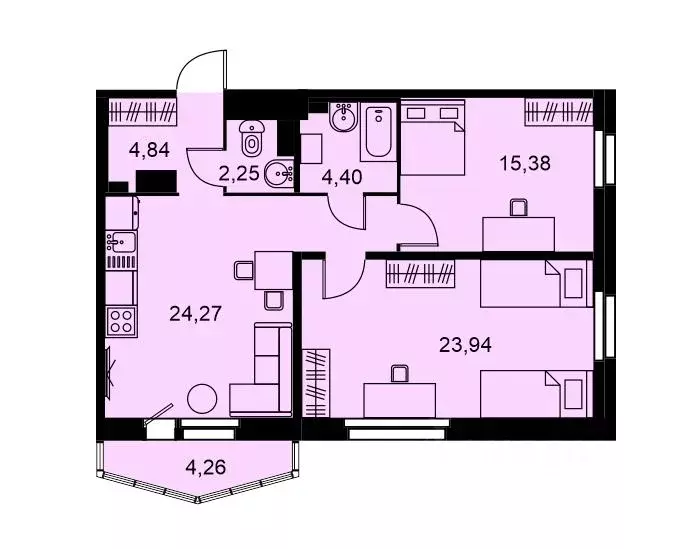 2-к кв. Санкт-Петербург ул. Федора Котанова, 3к2 (76.0 м) - Фото 1