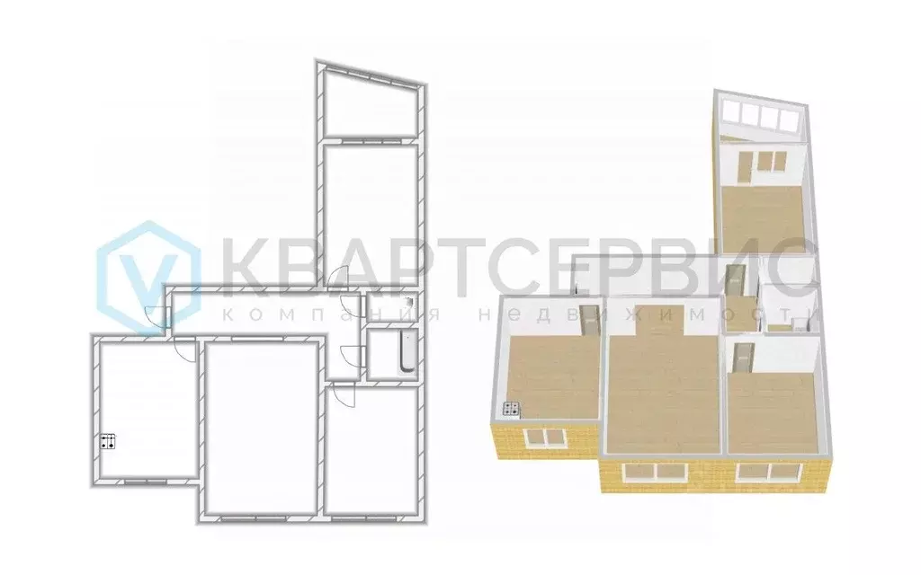 3-к кв. Омская область, Омск ул. Лукашевича, 12 (63.3 м) - Фото 2