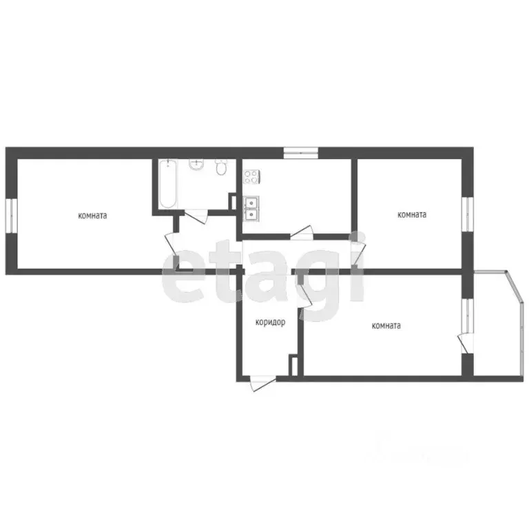 3-к кв. Ханты-Мансийский АО, Сургут Университетская ул., 19 (74.2 м) - Фото 0