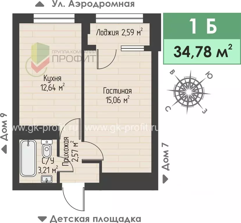 1-к кв. Татарстан, Набережные Челны ул. Жданова, 3 (34.78 м) - Фото 1