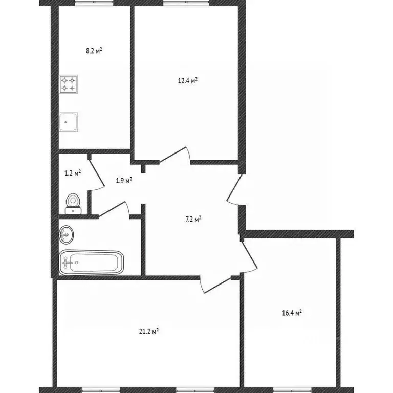 3-к кв. Смоленская область, Смоленск ул. Крупской, 63/2 (72.1 м) - Фото 2