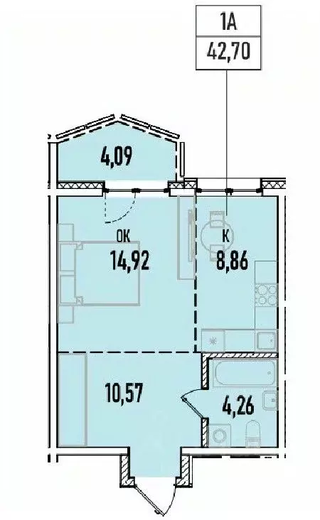 1-к кв. Иркутская область, Иркутск Донская ул., 5А (42.7 м) - Фото 0