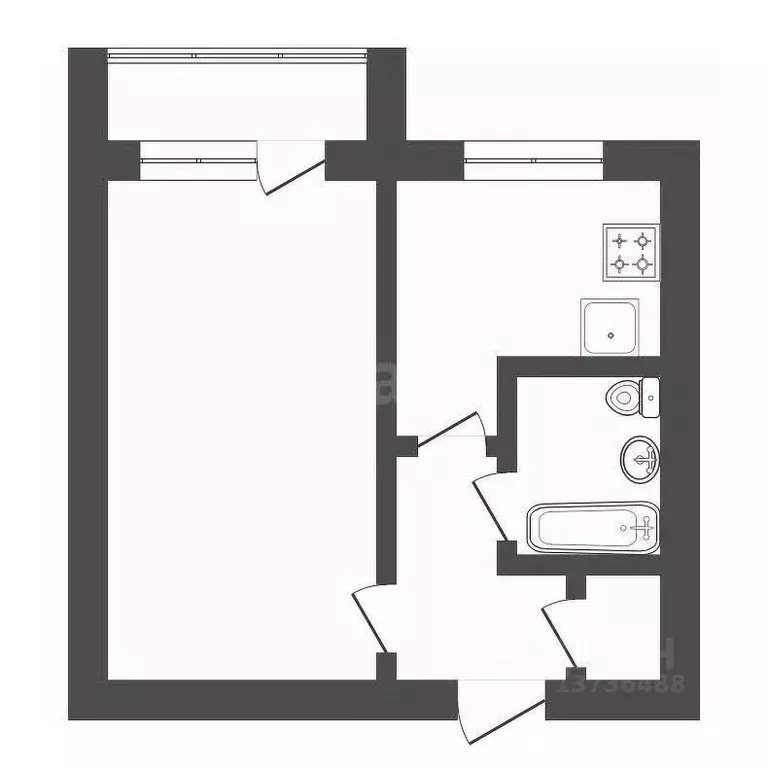 1-к кв. Амурская область, Благовещенск Зеленая ул., 79А (33.2 м) - Фото 2