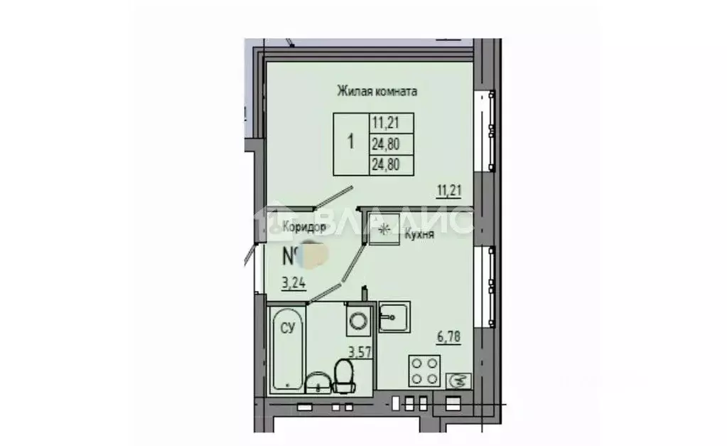 1-к кв. Волгоградская область, Волгоград ул. Химина, 18 (24.8 м) - Фото 2