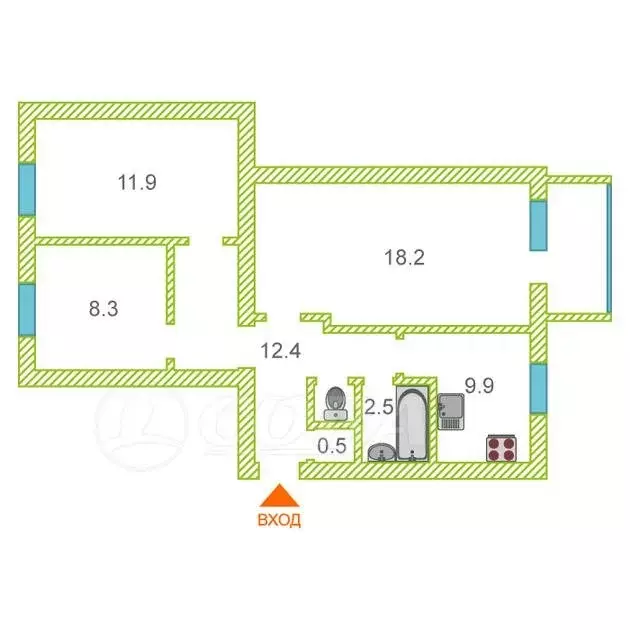 3-комнатная квартира: посёлок городского типа Богандинский, Рабочая ... - Фото 2