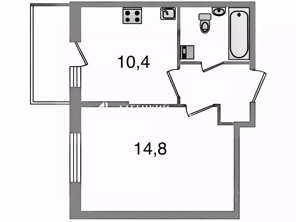 1-к кв. Санкт-Петербург ул. Плесецкая, 20к1 (32.8 м) - Фото 1