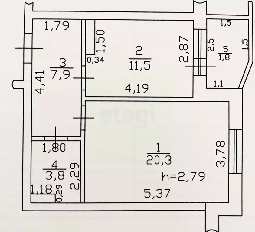1-к кв. Татарстан, Казань ул. Космонавтов, 42а (44.0 м) - Фото 2