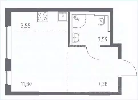 Студия Москва ул. Любучанская, 2к1 (26.8 м) - Фото 1