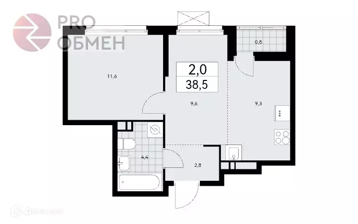 Продаётся 2-к квартира, 38.5 м - Фото 0