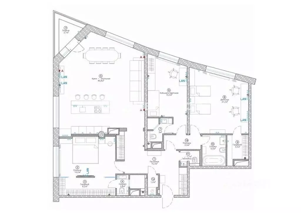3-к кв. Санкт-Петербург Ждановская ул., 45 (141.6 м) - Фото 0