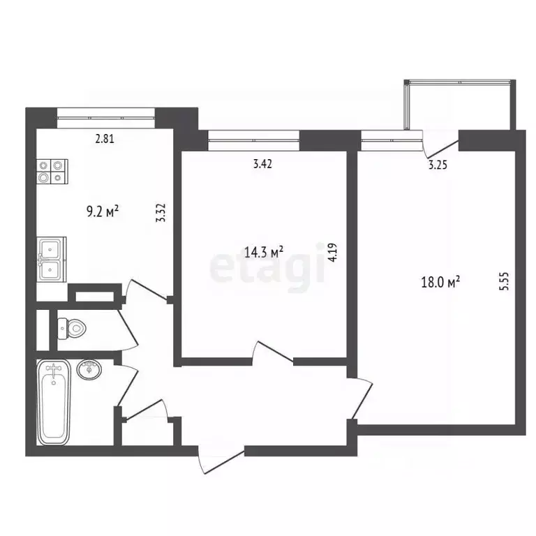 2-к кв. Москва Челябинская ул., 19К4 (53.5 м) - Фото 2