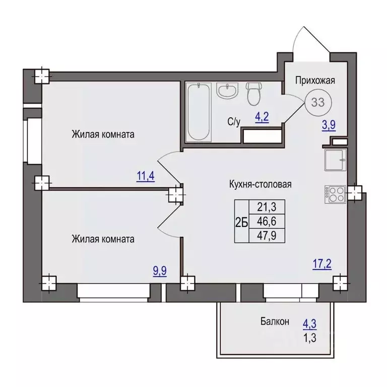 2-к кв. Псковская область, Псковский район, Завеличенская волость, д. ... - Фото 1