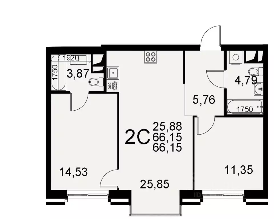 2-к кв. Тульская область, Тула Хлебная пл. (66.15 м) - Фото 0