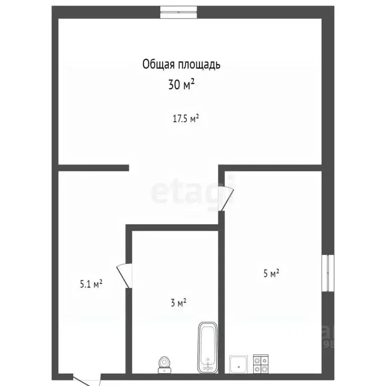 1-к кв. Брянская область, Карачев Первомайская ул., 145 (30.0 м) - Фото 1