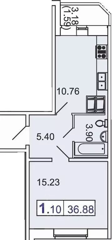 1-к кв. Санкт-Петербург Пулковское ш., 40К3 (36.6 м) - Фото 1