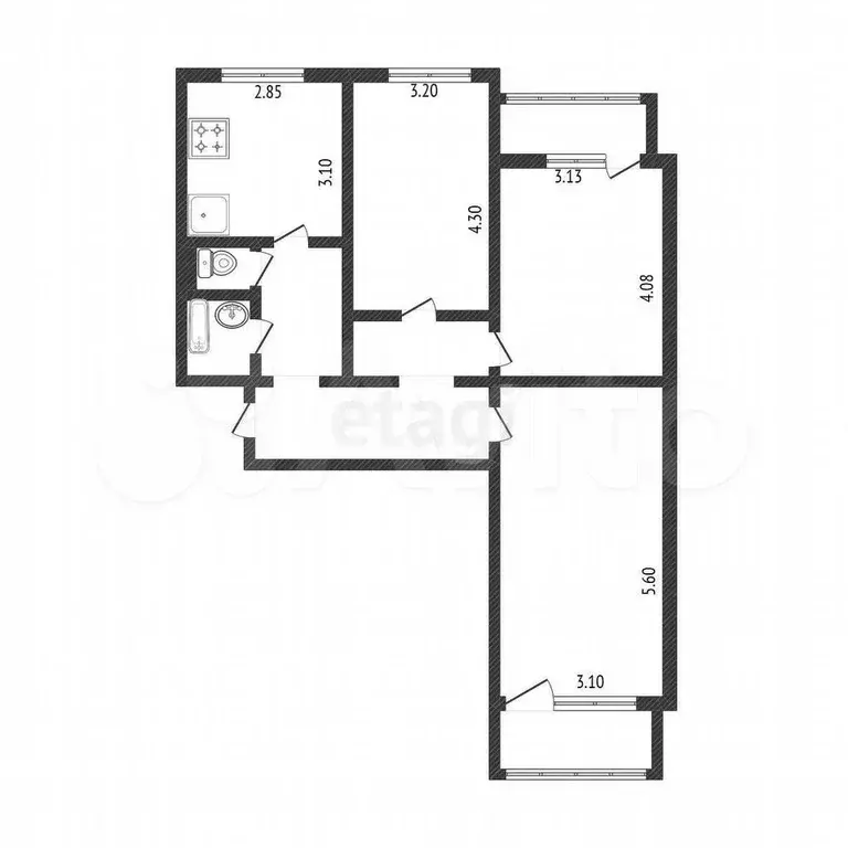 3-к. квартира, 73 м, 4/9 эт. - Фото 0