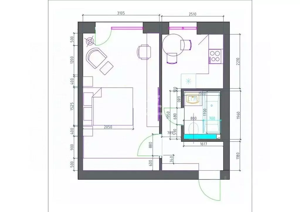1-к кв. Севастополь ул. Гоголя, 29 (31.0 м) - Фото 2
