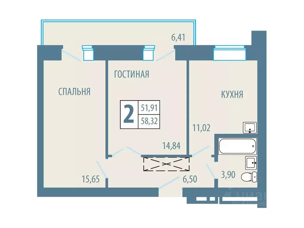 2-к кв. Красноярский край, Железногорск Комсомольская ул., 19 (58.32 ... - Фото 0