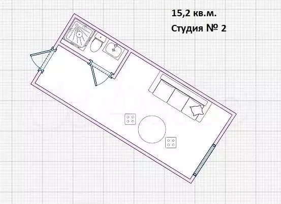 Квартира-студия, 15,2 м, 1/5 эт. - Фото 0