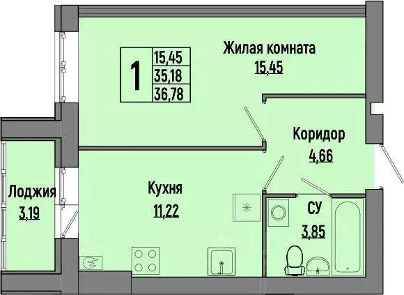 1-к кв. Волгоградская область, Волгоград ул. Химина, 18 (36.78 м) - Фото 0