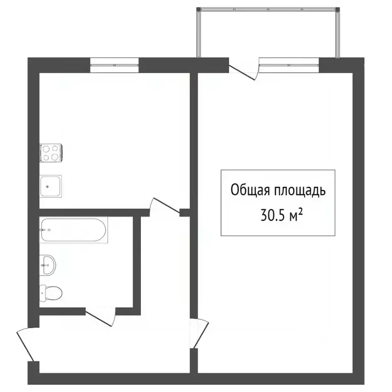 1-к кв. Томская область, Томск Спичфабрика мкр, ул. Репина, 10 (29.5 ... - Фото 1