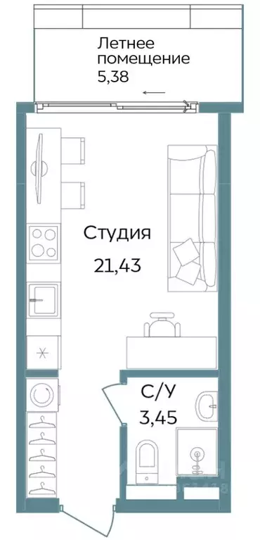 Студия Крым, Саки ул. Морская (30.26 м) - Фото 1