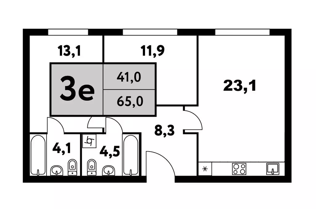 3-комнатная квартира: Москва, Фестивальная улица, 15к4 (65 м) - Фото 0