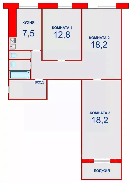 3-к кв. Пермский край, Пермь ул. Маршала Толбухина, 18 (69.2 м) - Фото 2