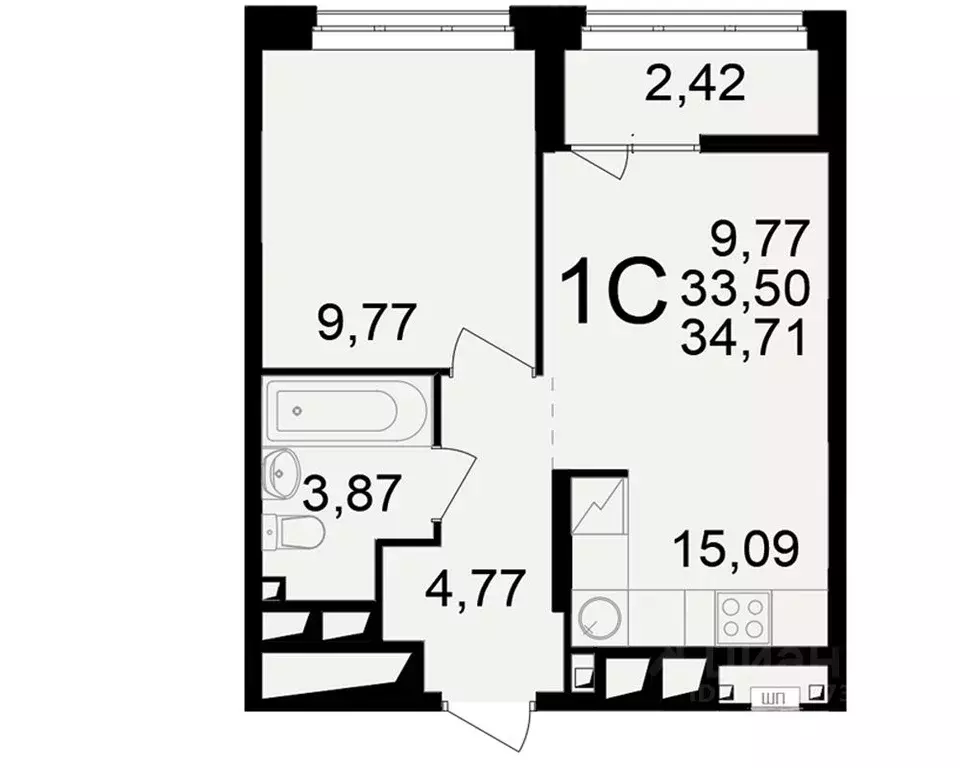 1-к кв. Рязанская область, Рязань ул. Чкалова (33.5 м) - Фото 0