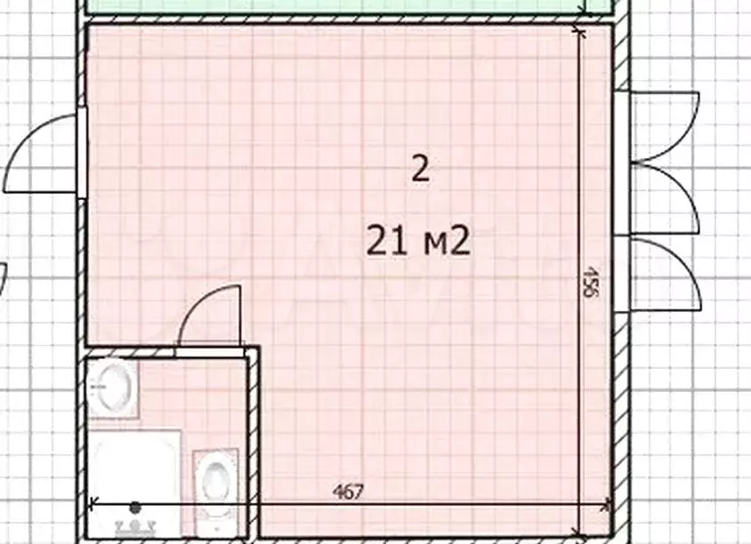 Квартира-студия, 21,1 м, 2/12 эт. - Фото 0