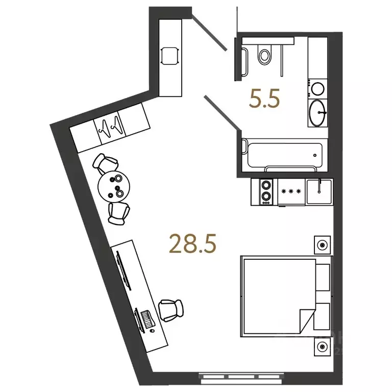 Студия Санкт-Петербург Ташкентская ул., 6к2 (34.0 м) - Фото 0