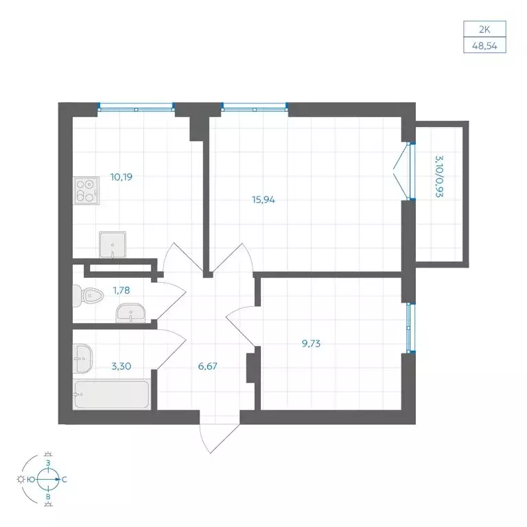 2-комнатная квартира: Челябинский городской округ, посёлок ... - Фото 1