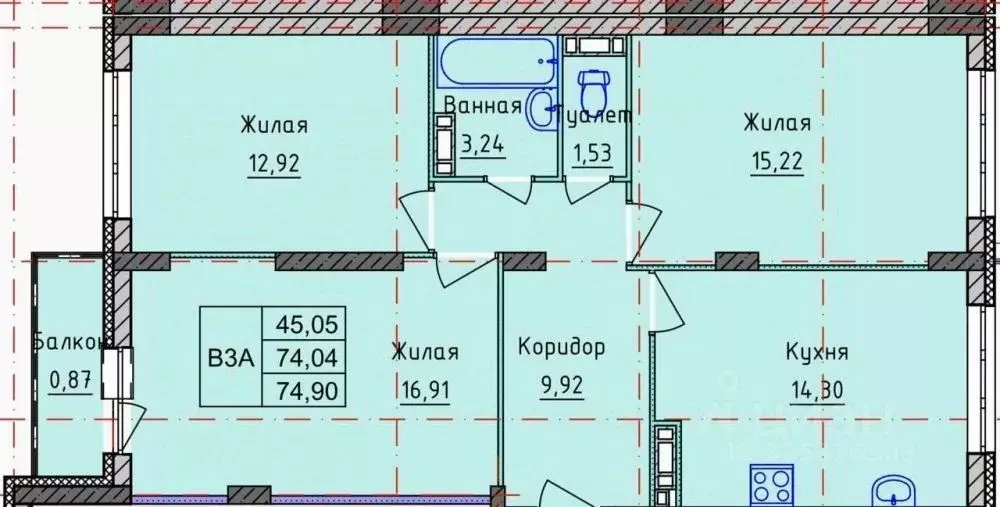 3-к кв. Ярославская область, Ярославль ул. Брагинская, 18к3 (73.7 м) - Фото 2
