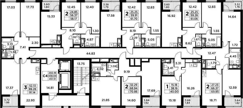 Квартира, 2 комнаты, 62.3 м - Фото 1