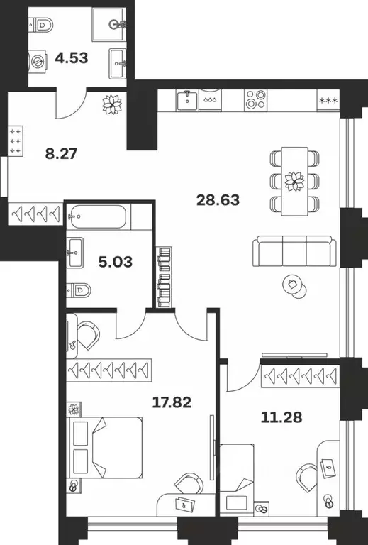 2-к кв. Тульская область, Тула ул. Болотникова, 4 (75.56 м) - Фото 1