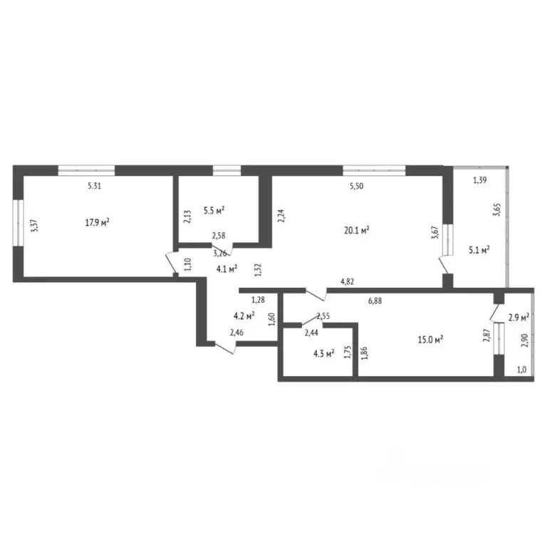 2-к кв. Тюменская область, Тюмень ул. Братьев Бондаревых, 5 (78.7 м) - Фото 2