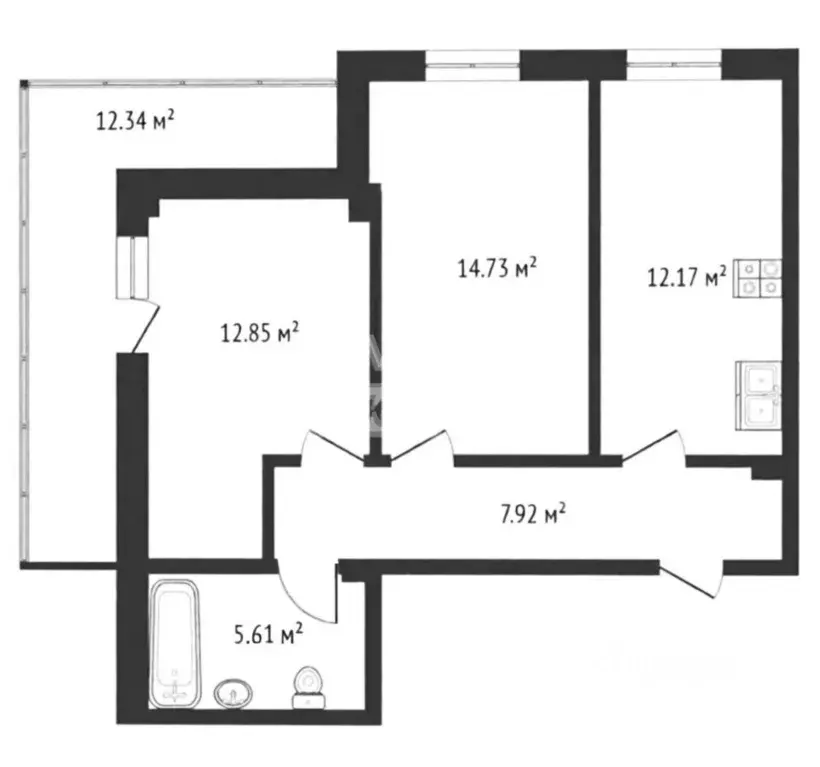2-к кв. Пермский край, Пермь Полевая ул., 5 (52.7 м) - Фото 2