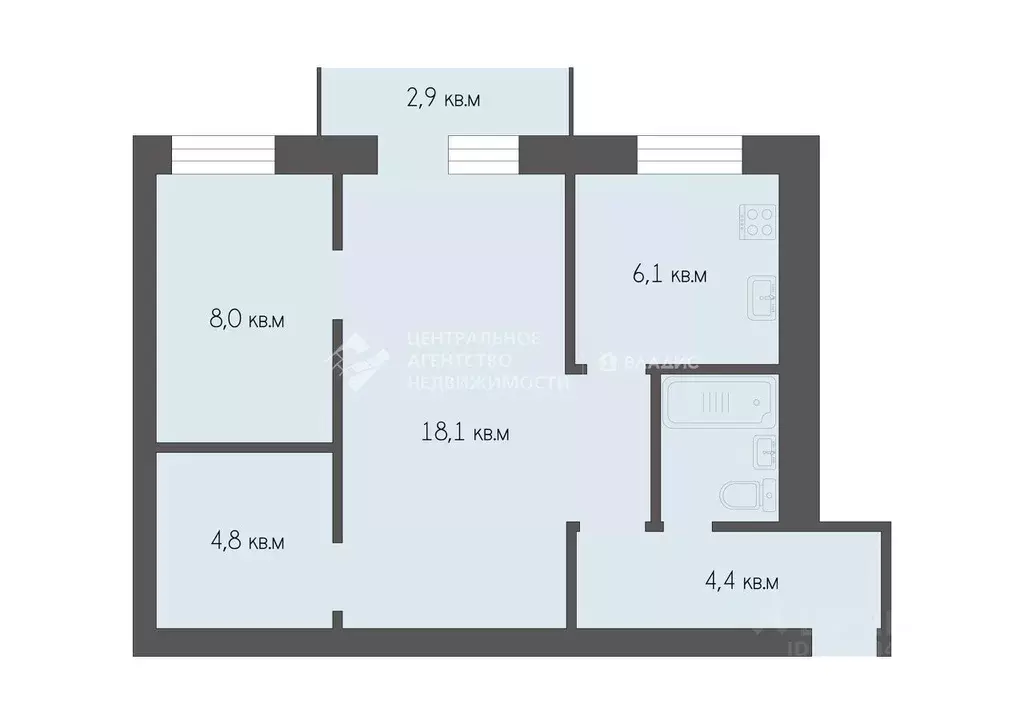 3-к кв. Рязанская область, Рязань ул. Гагарина, 48 (44.3 м) - Фото 0
