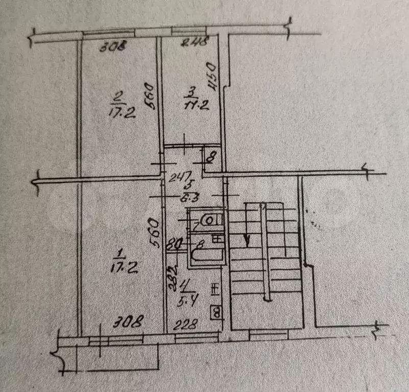 3-к. квартира, 60,9 м, 2/5 эт. - Фото 0