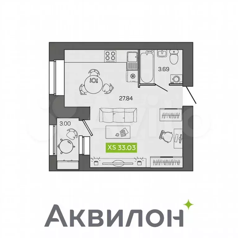 Квартира-студия, 33 м, 2/8 эт. - Фото 0