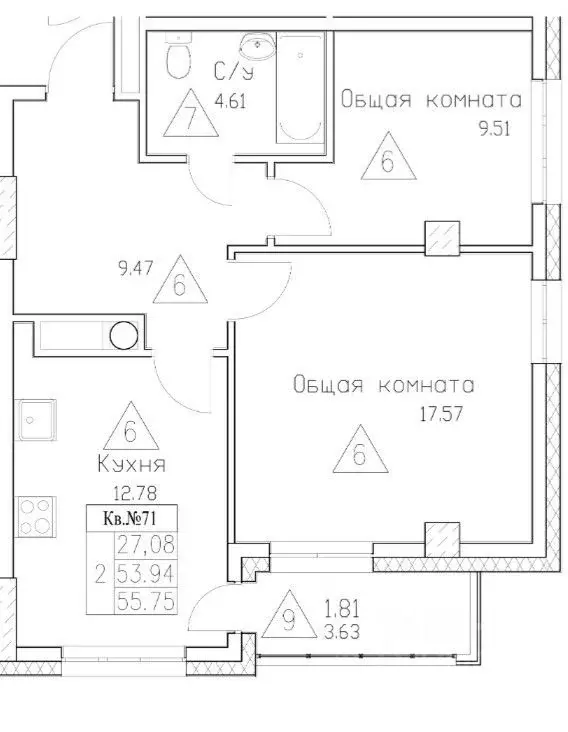 2-к кв. Саха (Якутия), Якутск Алгыс жилой комплекс (55.75 м) - Фото 1