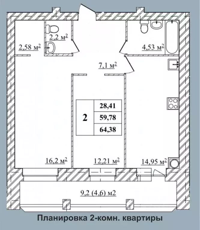 2-к кв. Ярославская область, Ярославль Северный жилрайон, 9А мкр, ... - Фото 2