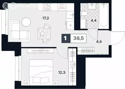 1-комнатная квартира: Москва, Лодочная улица, 27к2 (38.5 м) - Фото 0
