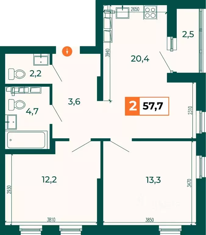 2-к кв. Свердловская область, Екатеринбург ВИЗ жилрайон, Квартал ... - Фото 1