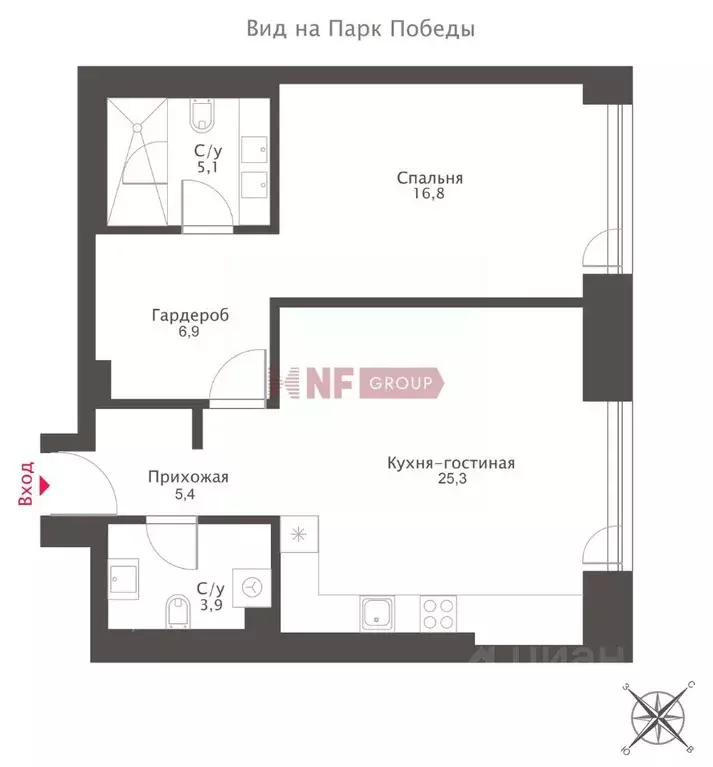 2-к кв. Москва ул. Братьев Фонченко, 1к3 (67.3 м) - Фото 2