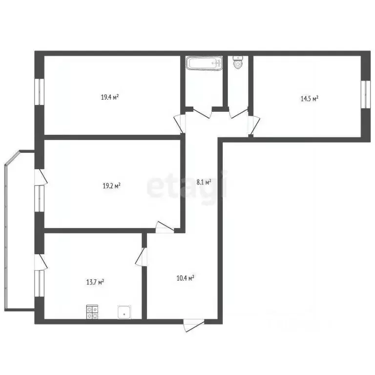 3-к кв. Тюменская область, Тюмень ул. 30 лет Победы, 14/1 (91.4 м) - Фото 2