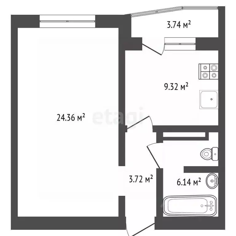 1-к кв. Тюменская область, Тюменский муниципальный округ, д. Дударева ... - Фото 2