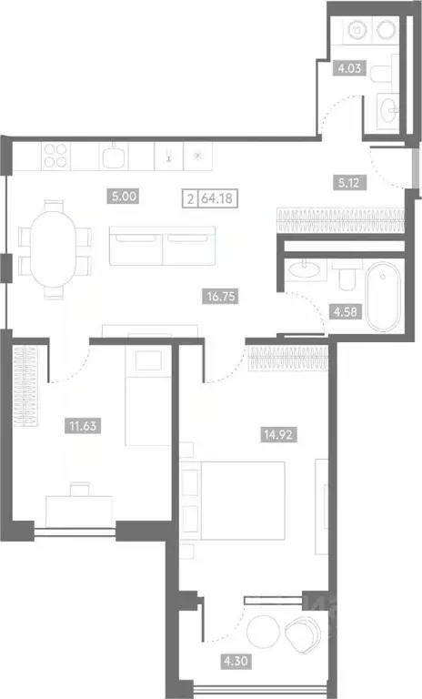 2-к кв. Ростовская область, Ростов-на-Дону Проявление клубный дом,  ... - Фото 1