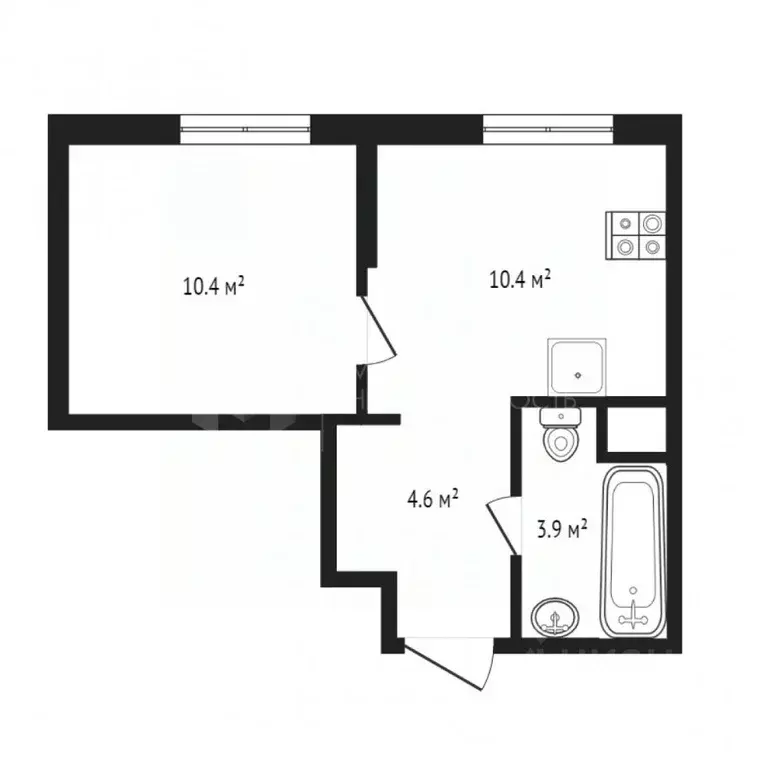 1-к кв. Тюменская область, Тюмень Харьковская ул., 76 (29.0 м) - Фото 1