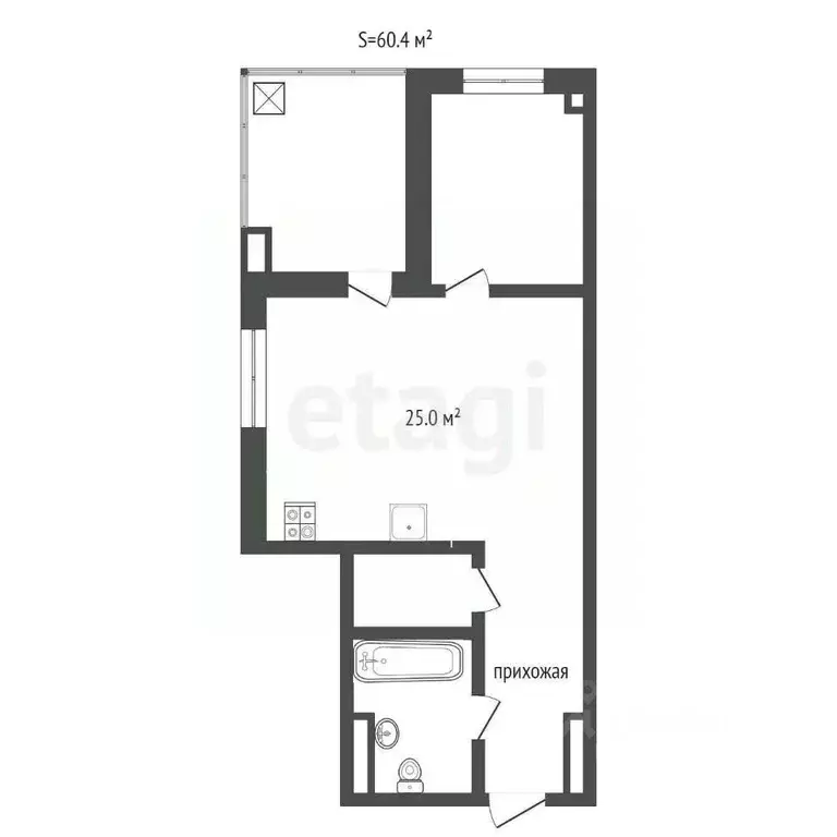 2-к кв. Тюменская область, Тюмень ул. Сакко, 24 (63.0 м) - Фото 2
